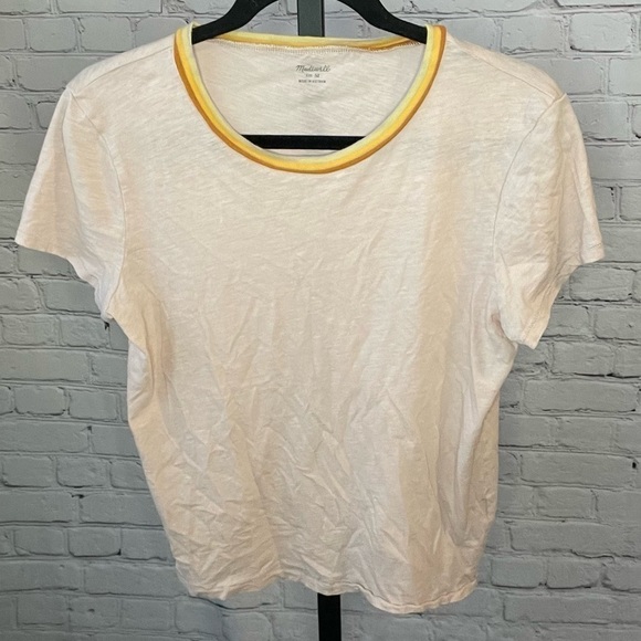 Madewell: Whisper Cotton Ringer Light Pink Size Medium - Picture 1 of 4